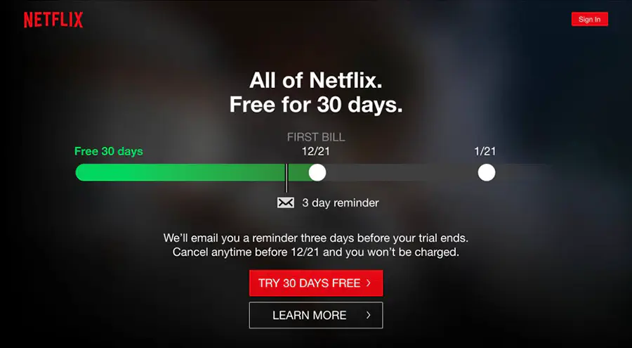 Netflix CTA - TRY 30 DAYS FREE