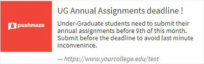 Assignments reminder for eLearning website