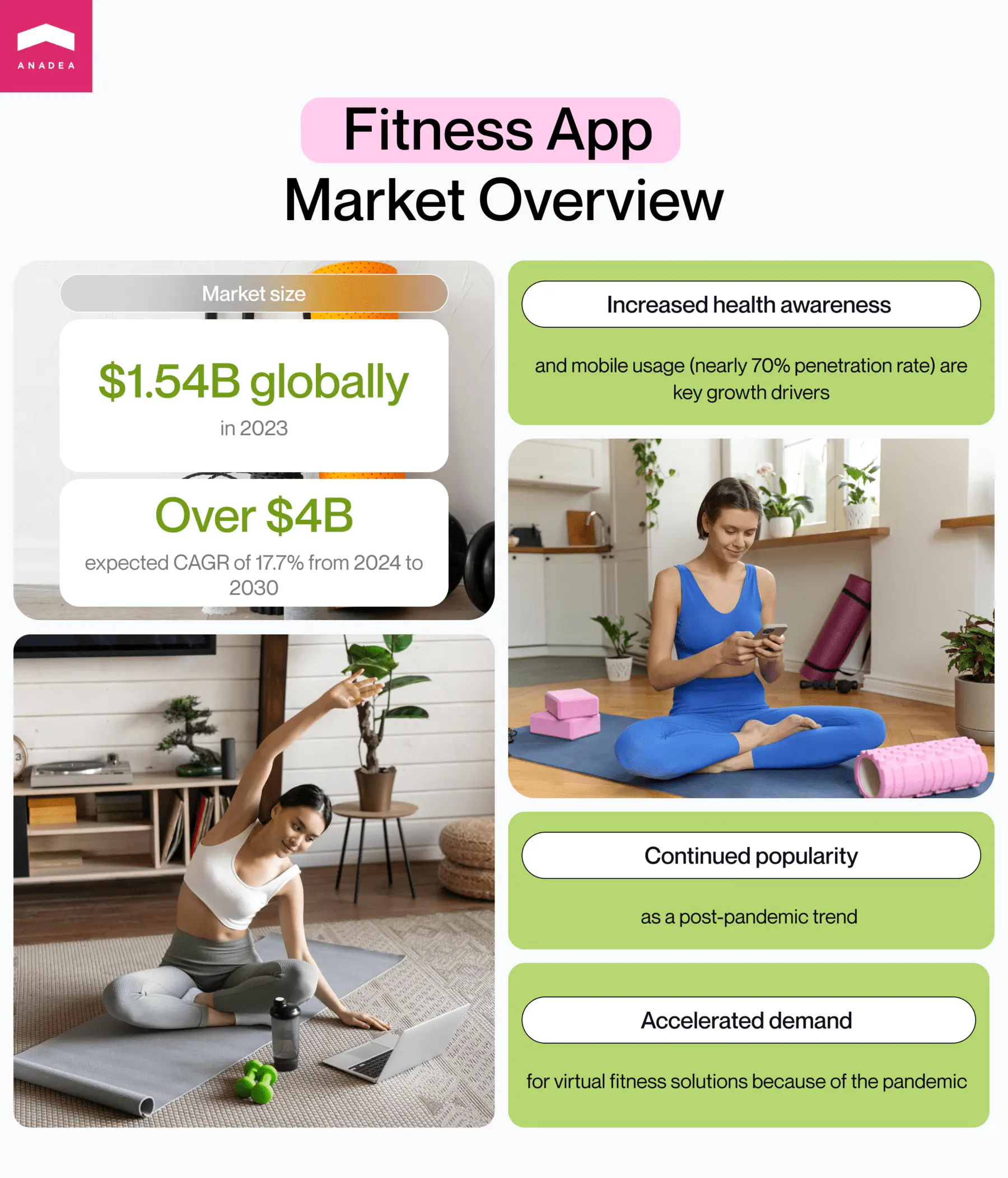 Fintess app market overview infographic