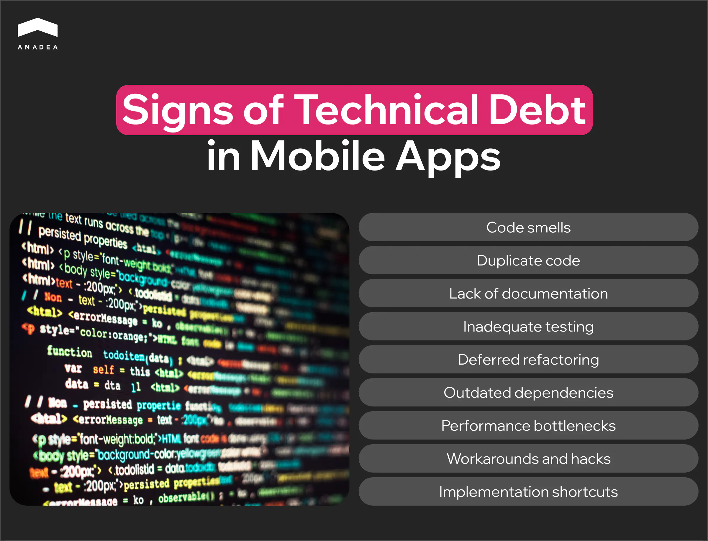 Signs of technical debt in mobile apps