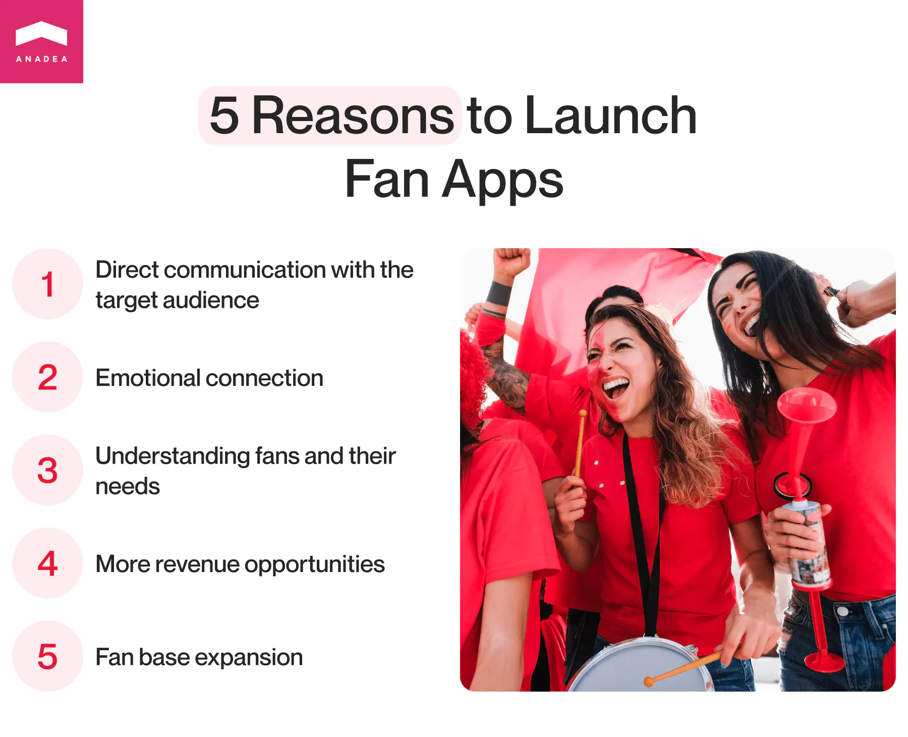 5 reasons to launch a sports fan app infographic