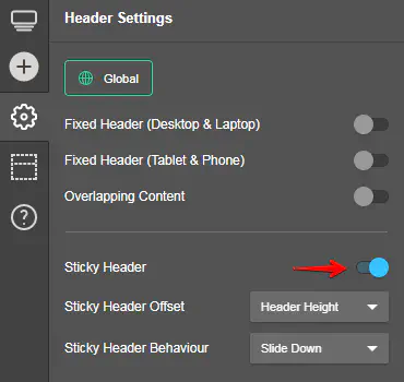 Header settings