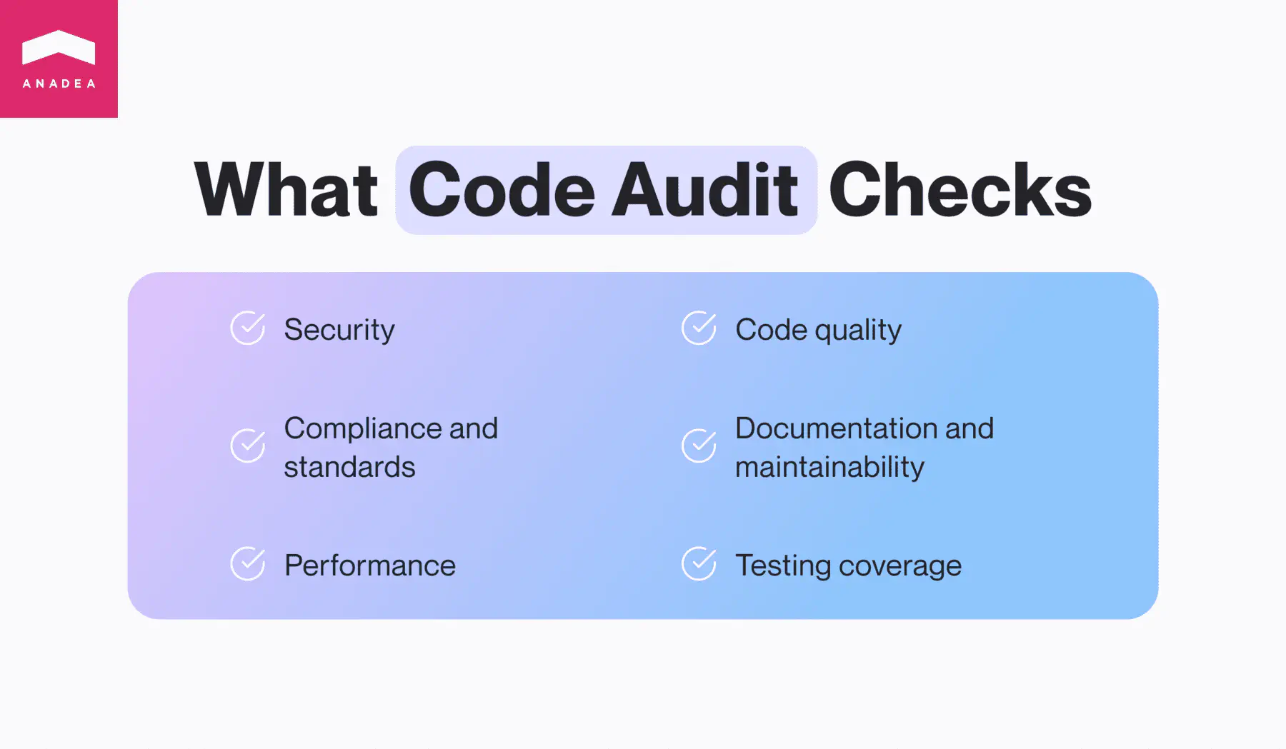 What does code audit include?