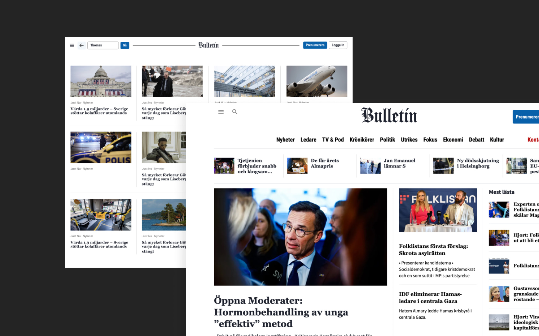 Website for Bulletin Online Daily Newspaper