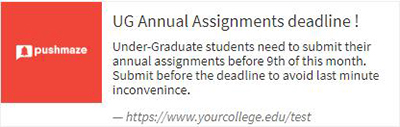 Assignments reminder for eLearning website