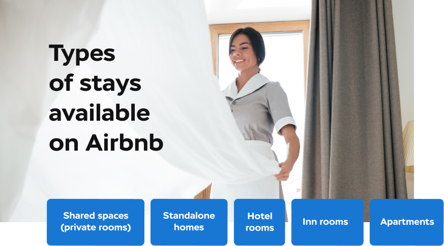 Types of stays listed on Airbnb
