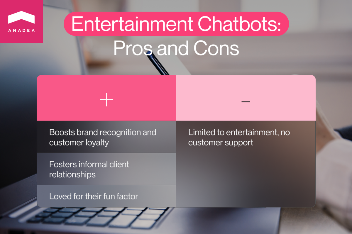 Entertainment chatbots pros and cons