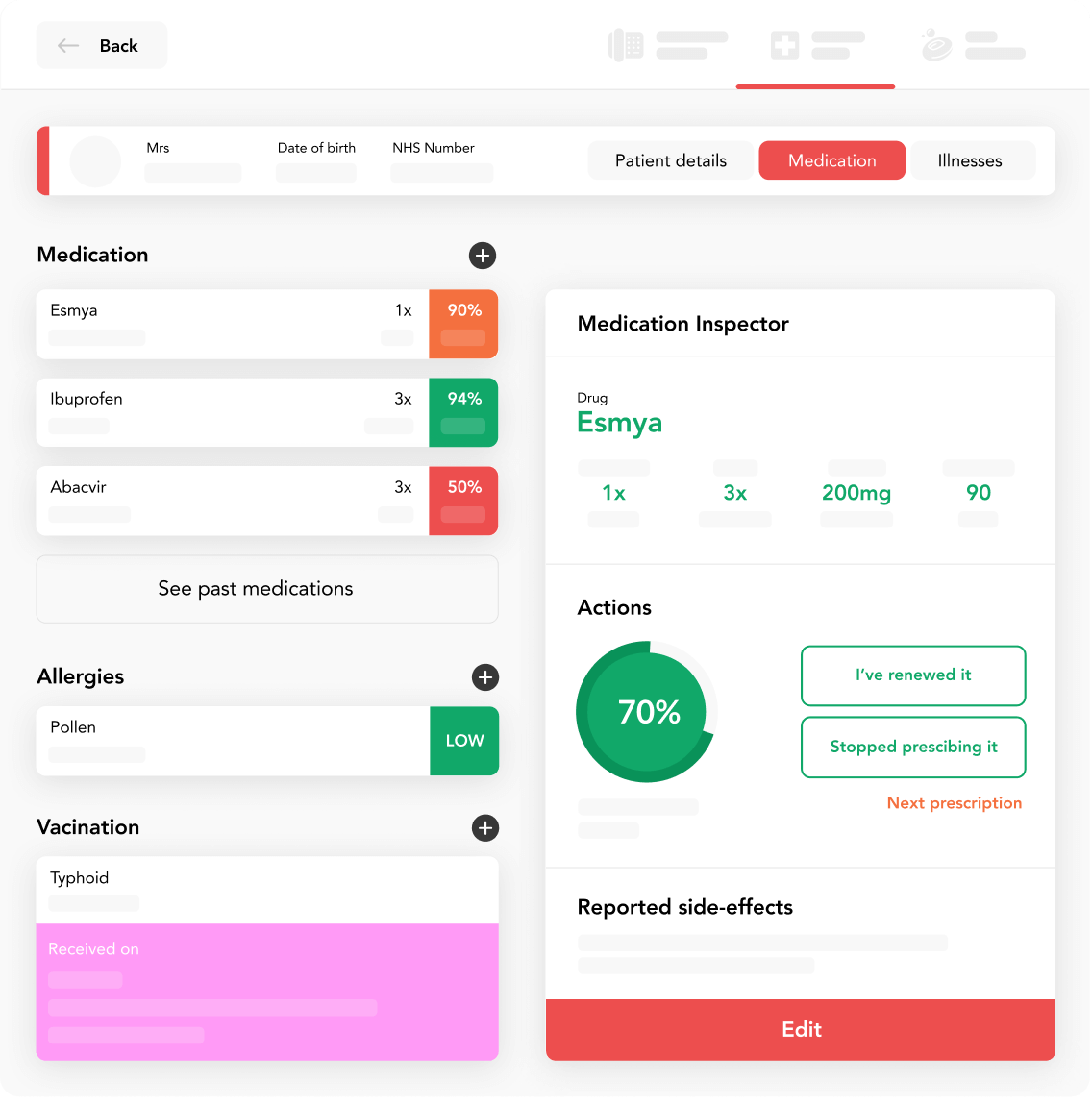 Vivum Health treatment management system functionality