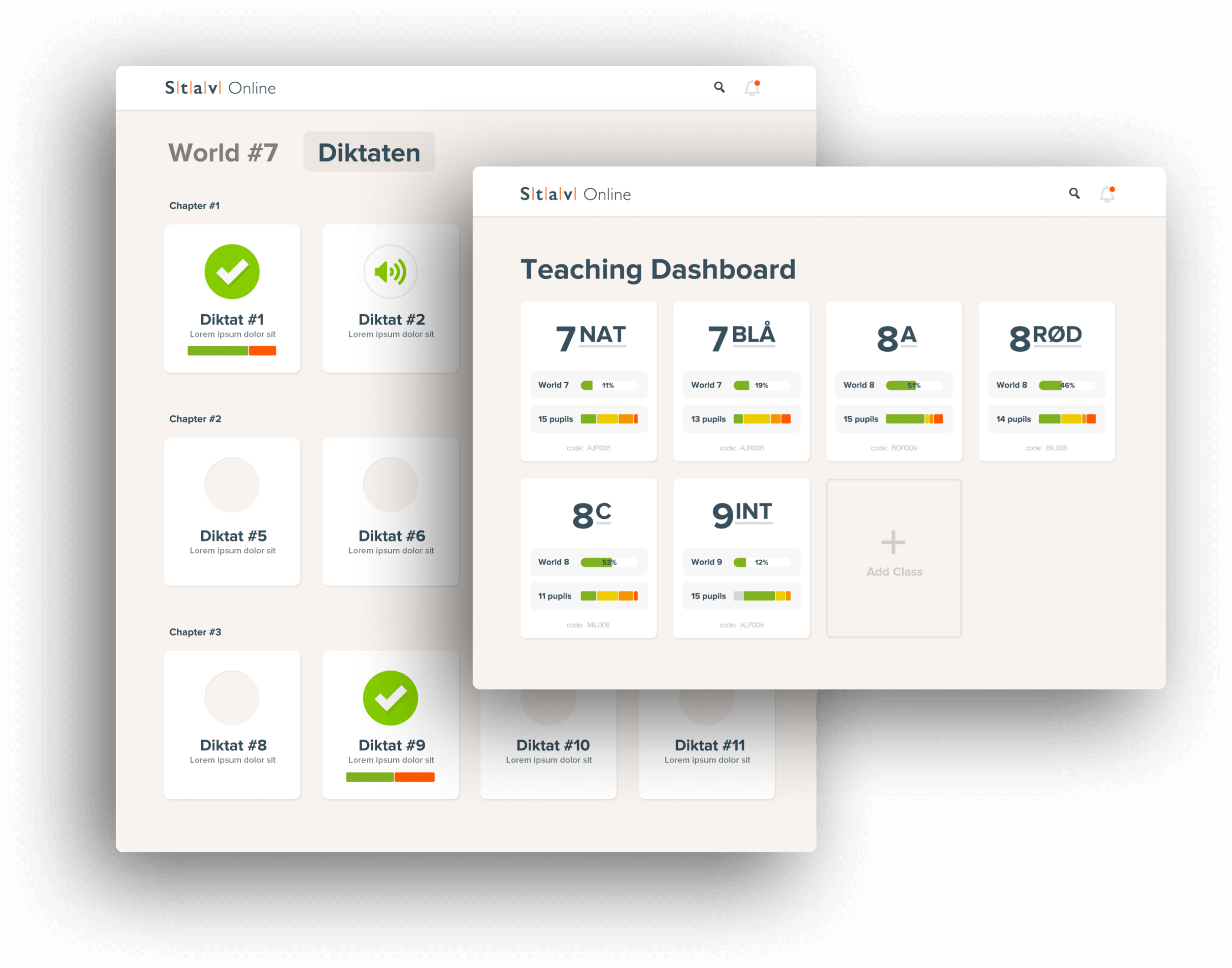 Stav Online. Teaching Dashboard