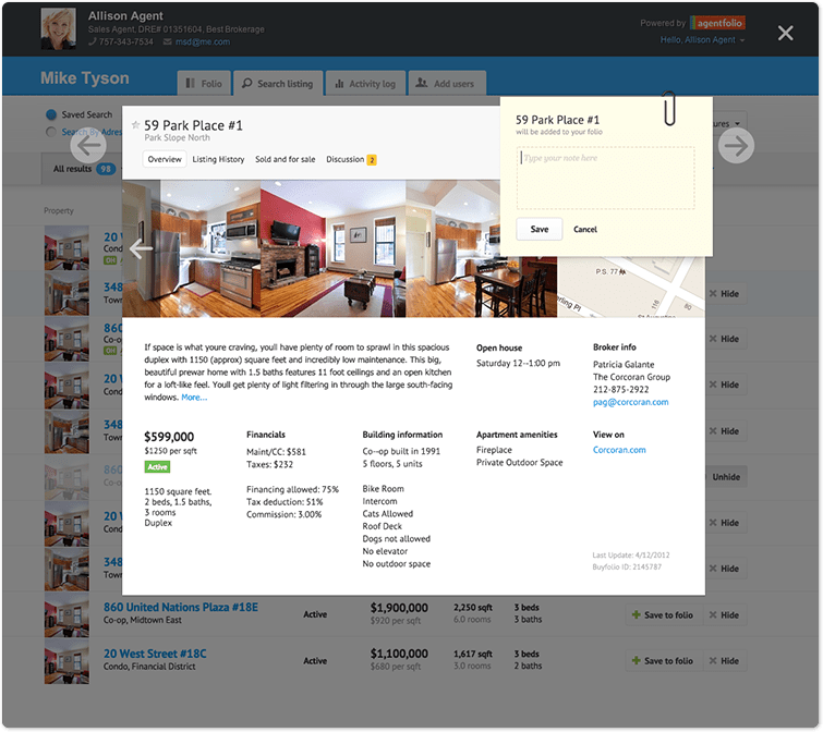 Agentfolio: property overview