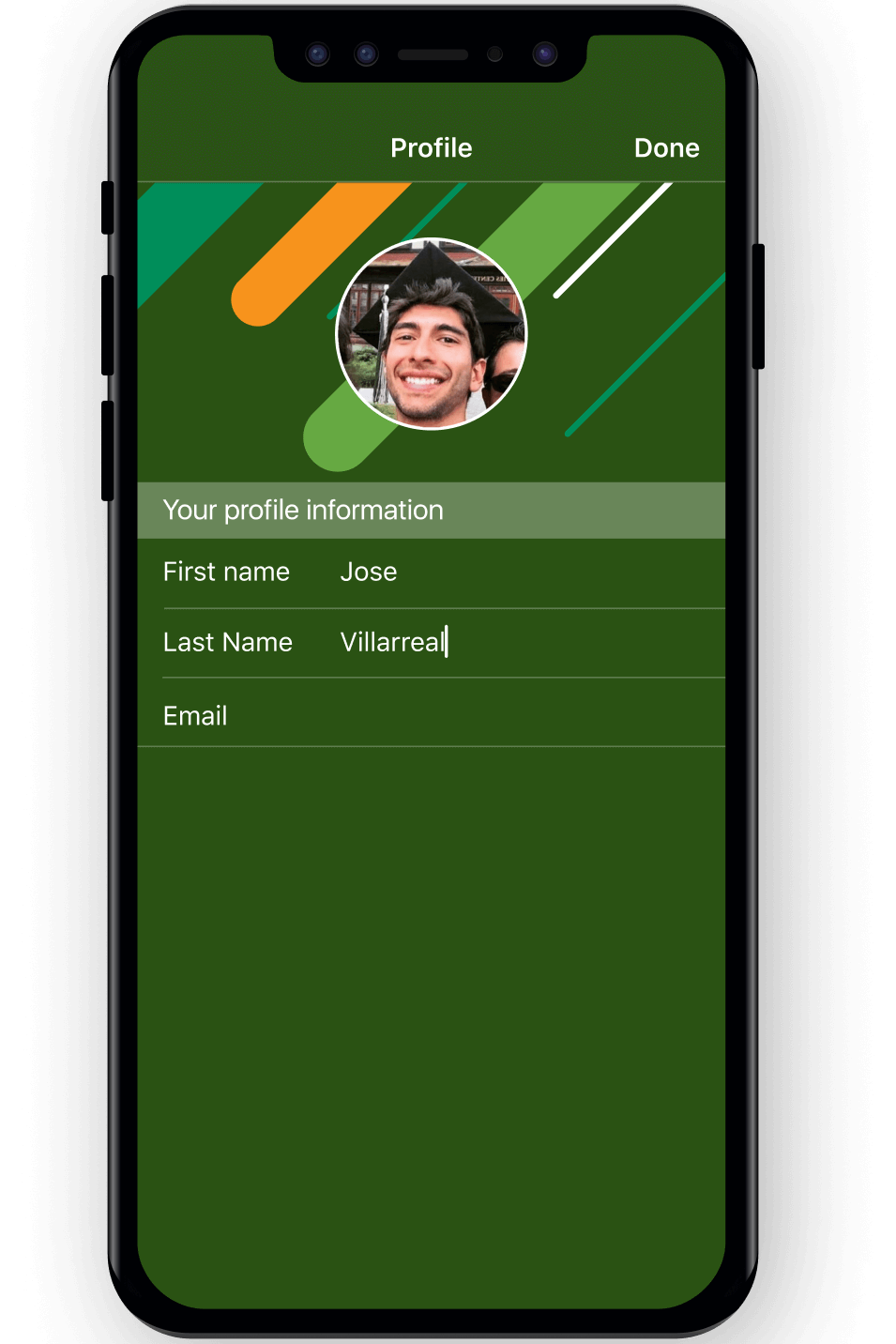 Filling profile info